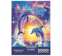 Dolphin 1000 Piece Jigsaw Puzzles Fun Challenging Modern Vibrant Dolphin Ocean Magic Family Activity Game Perfect for Relaxation For Children And Adults Aged 14 And Over 38x26cm/1000pcs