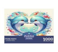 Dolphin 1000 Piece Jigsaw Puzzles Fun Challenging Modern Vibrant Dolphin Ocean Magic for Family Activity Game Perfect for Relaxation for Adults And Kids Age 38x26cm/1000pcs
