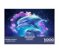 Dolphin 1000 Piece Jigsaw Puzzles Fun Challenging Modern Vibrant Dolphin Ocean Magic for Family Activity Game Beautiful Decoration For Children And Adults Aged 14 And Over 38x26cm/1000pcs