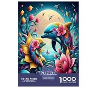 Dolphin 1000 Piece Jigsaw Puzzles Fun Challenging Modern Vibrant Dolphin Ocean Magic for Family Activity Game Perfect for Relaxation for Adults And Kids Age 70x50cm/1000pcs