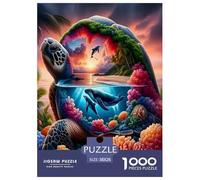Dolphin 1000 Piece Jigsaw Puzzles Fun Challenging Modern Vibrant Dolphin Ocean Magic for Family Activity Game for The Whole Gifts Suitable for Children & People Aged 14+ 38x26cm/1000pcs