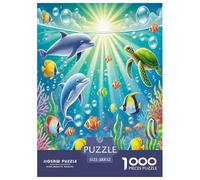 Dolphin 1000 Piece Jigsaw Puzzles Fun Challenging Modern Vibrant Dolphin Ocean Magic Puzzles Game Beautiful Decoration Suitable for Children & People Aged 14+ 52x38cm/1000pcs