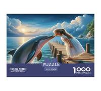 Dolphin 1000 Piece Jigsaw Puzzles Fun Challenging Modern Vibrant Dolphin Ocean Magic Puzzles Game for The Whole Gifts Suitable for Children & People Aged 14+ 52x38cm/1000pcs