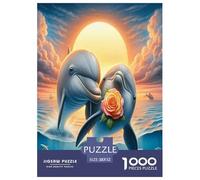 Dolphin 1000 Piece Jigsaw Puzzles Fun Challenging Modern Vibrant Dolphin Ocean Magic Puzzles Game for The Whole Gifts Suitable for Children & People Aged 14+ 52x38cm/1000pcs