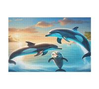 Dolphin 1000 Piece Kids Wooden Jigsaw Puzzle | | Sustainable Puzzle for Adults | Premium 100% Recycled Board | (75×50cm)