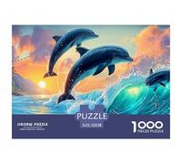 Dolphin 1000 Piece Marine Animals Jigsaw Puzzle Handwork Puzzle Educational Challenge for Challenging Family Activity Games Colorful Hard Puzzle for 52x38cm/1000pcs Family Decorations