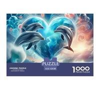Dolphin 1000 Piece Paper Jigsaw Puzzle Color Challenge Impossible Jigsaw Puzzle Cartoon Illustration For Adults And Kids Gifts 52x38cm/1000pcs