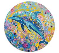 Dolphin 1000 Piece Round Jigsaw Puzzle Creative Marine Organism Seeking A Challenging And Relaxing Activity Games for Adults And Kids 1000pcs (67.5x67.5cm)