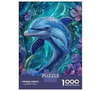 Dolphin 1000 Piece Sturdy Paper Blue Dolphin in Deep-sea Fantasy Puzzle Parent-Child Families Home Leisure Unique Artwork Design 52x38cm/1000pcs