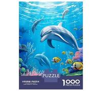 Dolphin 1000 Piece Thickened Paper Dolphin in Vibrant Underwater Coral Reef Puzzle Grown-Ups Relaxation Hobby Easy to Store Engaging Teaser 52x38cm/1000pcs