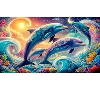 dolphin 1000 Pieces Jigsaw Puzzle - Educational Challenge Hard Difficult for Adults Home 75x50/1000pcs