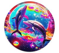 Dolphin 1000 Pieces Jigsaws Stress Reliever Difficult Challenge for Adults & Kids Creative Round Home Decor Gifts (67.5x67.5cm)