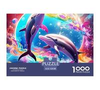 Dolphin 1000 Pieces Paper Jigsaw Puzzle Soft Tones Hard Difficult Jigsaw Puzzles Unique Gift For Adults And Kids Gifts 52x38cm/1000pcs