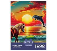 Dolphin 1000 Pieces Premium Jigsaw Animal Age 12+ Quirky, Abstract Design, Fun Details, Educational, Challenging Puzzle Games 38x26cm/1000pcs