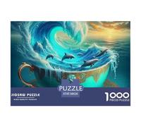Dolphin 1000 Pieces Premium Jigsaw Animal Age 14+ for Adults Quirky, Abstract Design, Fun Details, Educational, Challenging 38x26cm/1000pcs