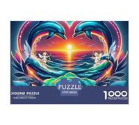 Dolphin 1000 Pieces Premium Jigsaw Animal Age 14+ for Adults Quirky, Abstract Design, Home Decoration, Educational, Challenging 38x26cm/1000pcs