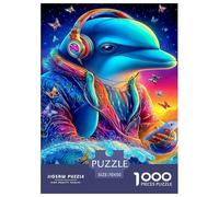 Dolphin 1000 Pieces Premium Jigsaw Cute Animals Creative for Adults Cool Collage Effect, Home Decoration, Educational, Challenging Puzzle Games 70x50cm/1000pcs