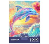 Dolphin 1000 Pieces Thickened Paper Jigsaw Dolphins in Water Ripples Puzzle Adults Relaxation Hobby Engaging Brain Teaser Easy Store 38x26cm/1000pcs