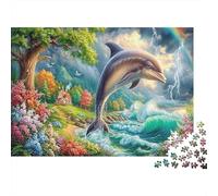Dolphin 1000Pieces JigsawPuzzlesDolphin Lightning Stream KidsforAdult Challenging LargePiecePuzzles Age12+byth Challenging The Impossible Difficult Game Fun, Challenging 38x26cm/1000pcs