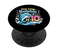 Dolphin 10th Birthday This Little Dolphin Is 10 PopSockets Adhesive PopGrip