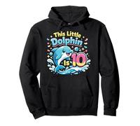 Dolphin 10th Birthday This Little Dolphin Is 10 Pullover Hoodie