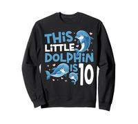 Dolphin 10th Birthday This Little Dolphin Is 10 Sweatshirt