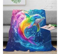Dolphin 3D Printed Blanket Throw Bedding Gifts Lightweight Fluffy Plush Soft Cozy for Kids Teens Adults for Boys Girls All Season Couch Sofa 70x80inch(180x200cm)