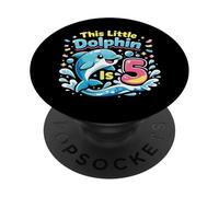 Dolphin 5th Birthday This Little Dolphin Is 5 PopSockets Adhesive PopGrip
