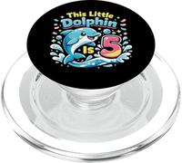 Dolphin 5th Birthday This Little Dolphin Is 5 PopSockets PopGrip for MagSafe