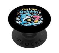 Dolphin 7th Birthday This Little Dolphin Is 7 PopSockets Adhesive PopGrip