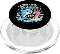 Dolphin 7th Birthday This Little Dolphin Is 7 PopSockets PopGrip for MagSafe