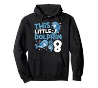 Dolphin 8th Birthday This Little Dolphin Is 8 Pullover Hoodie