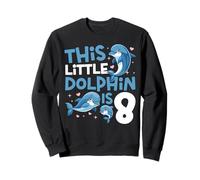 Dolphin 8th Birthday This Little Dolphin Is 8 Sweatshirt