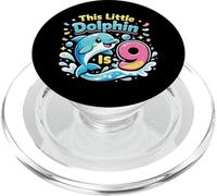Dolphin 9th Birthday This Little Dolphin Is 9 PopSockets PopGrip for MagSafe