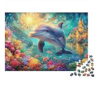 Dolphin Above Colorful Waters 1000-Piece Jigsaw Puzzle Dolphin Theme Ideal for Birthday 70x50cm/1000pcs