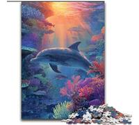 Dolphin Adult Jigsaw Puzzles 1000 Pieces, Staycation Kill Time Every Piece Is Unique - Challenging Family Fun Game (size 26x38cm)