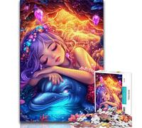 Dolphin And Girl Jigsaw Puzzles 1000 Pieces for Adults Teens,Staycation Kill Time with Fully Interlocking Randomly Shaped Pieces (38x26cm)