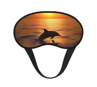 Dolphin and Sunset Sleep Mask for Side Sleeper, Blackout Sleeping Eye Mask, Soft Breathable Eye Cover for Women Men Travel Eyeshade, Relaxing Zero Pressure Night Blindfold
