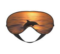 Dolphin and Sunset Sleep Mask for Women & Men - Double-Sided Eye Mask with Adjustable Strap, Soft Silky Feel, Light-Blocking & Breathable for Travel, Nap, Shift Work, Yoga