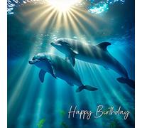 Dolphin Animal Art Birthday Greeting Card Design 207
