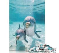 Dolphin Animal Family 1000 Pieces Puzzles for Teenagers Gifts Wooden Puzzle Jigsaws for Adults Home Educational Games DIY Toys 1000pcs (75x50cm)