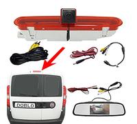Dolphin Automotive Brake Light Rear View Reversing Camera Fits Fiat Doblo 2010 Onwards and Vauxhall Combo 2011-2018 (Camera With 4.3" Mirror Monitor)