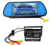 Dolphin Automotive Commercial Van Dual Twin Commercial Reversing Reverse Rear View Camera Black (with 7" Universal Mirror Monitor)