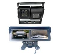 Dolphin Automotive Commercial Van Dual Twin Commercial Reversing Reverse Rear View Camera Black (with 4.3" Dual Dash Monitor)