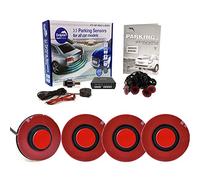 Dolphin Automotive DFM400 Reverse Parking Sensors Flush Mount OEM Style 4 Ultrasonic Radar Sensor Kit Audio Alert System - Red