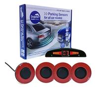 Dolphin Automotive DFM450 Reverse Parking Sensors Flush Mount OEM Style 4 Ultrasonic Radar Sensor Kit Dash Display and Audio Alert System - Matt Black