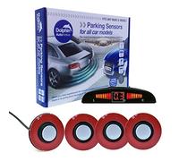 Dolphin Automotive DFM450 Reverse Parking Sensors Flush Mount OEM Style 4 Ultrasonic Radar Sensor Kit Dash Display and Audio Alert System - Silver