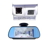 Dolphin Automotive Motorhome Camper Van Dual Twin 12v Reversing Reverse Rear View Parking Camera White/Optional Guidelines (Camera With 7" Mirror Monitor)