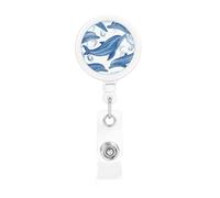 Dolphin Badge Reel Retractable Badge Holder with Keychain Funny ID Clips for Badges Lightweight Plastic Name Card Holders for Nurses Office Teacher
