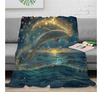 Dolphin Bedding Throw 3D Printed Blanket Lightweight Fluffy Plush Gifts Soft Cozy for Kids Teens Adults for Boys Girls All Season Couch Sofa 70x80inch(180x200cm)